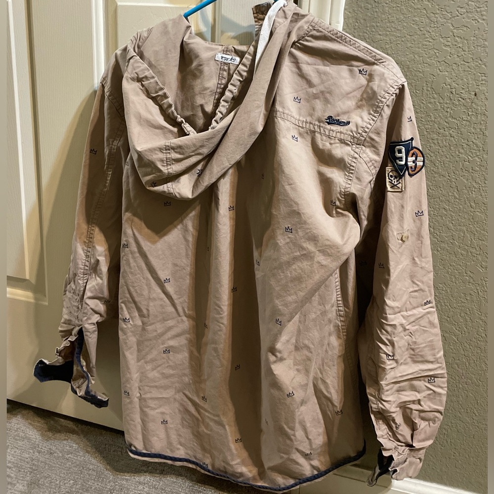 Rare Rocksmith long sleeve, button up with a hood.